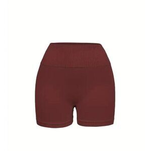 Wine Red Tummy Control High Waist Cycling Excercise Shoes Sz S